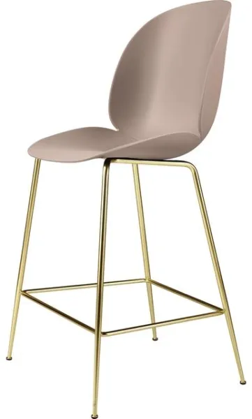 GUBI Beetle Barstol H65 Conic Base Messing Semi Mat/Sweet Pink